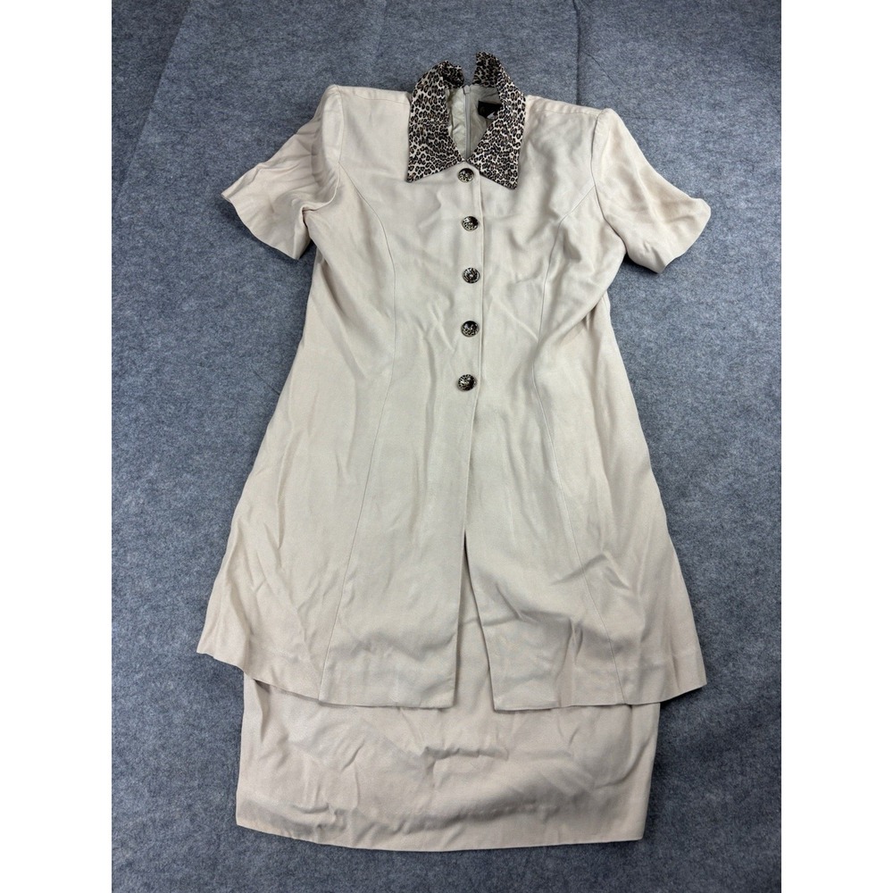 VTG Virgo II Women's 8 Animal Cheetah Mock‎ Suit Dress Y2K 90s Preppy Sexy